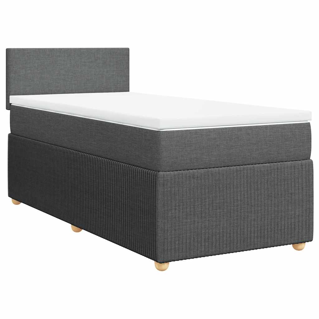 vidaXL Pat box spring cu saltea, gri închis, 90x190 cm, textil
