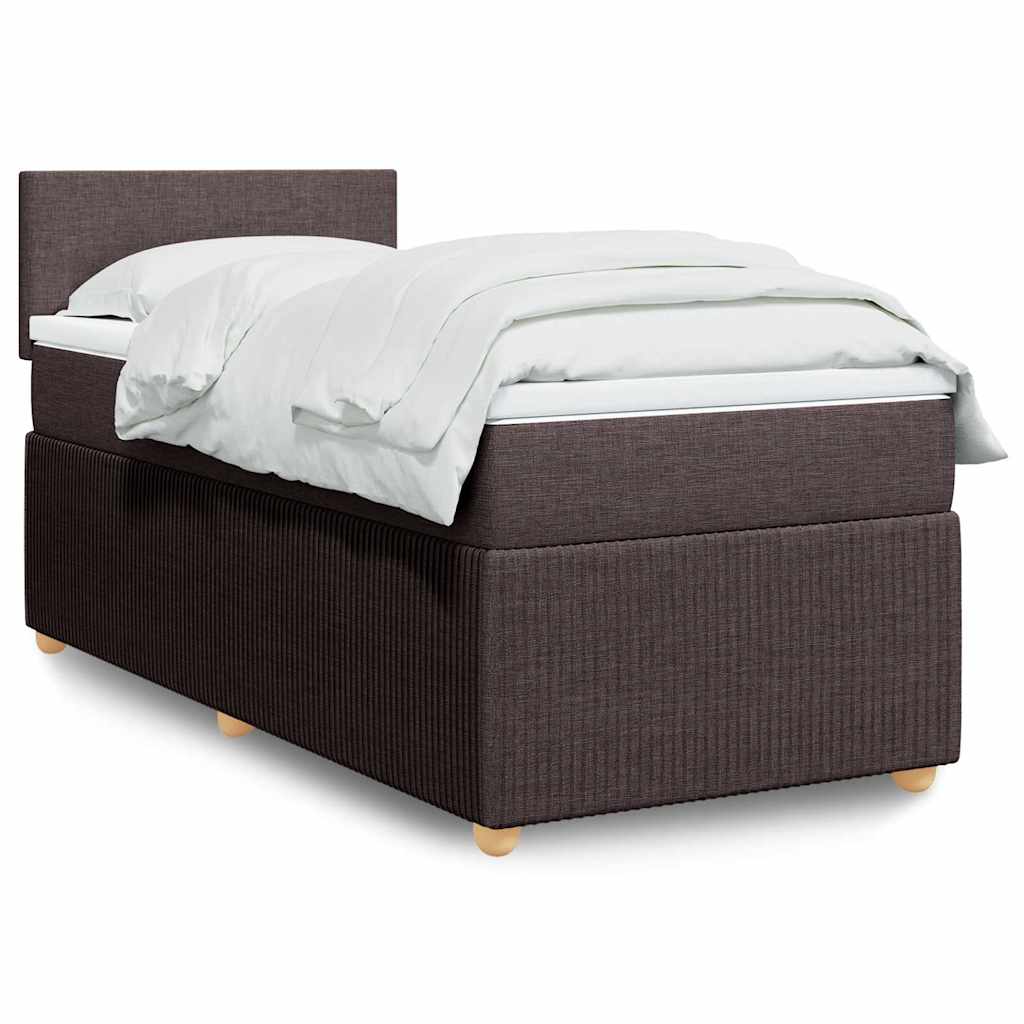 vidaXL Pat box spring cu saltea, maro închis, 90x190 cm, textil