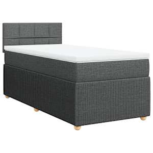 Box spring postel s matrací tmavě šedá 90x190 cm textil - obrázek 2