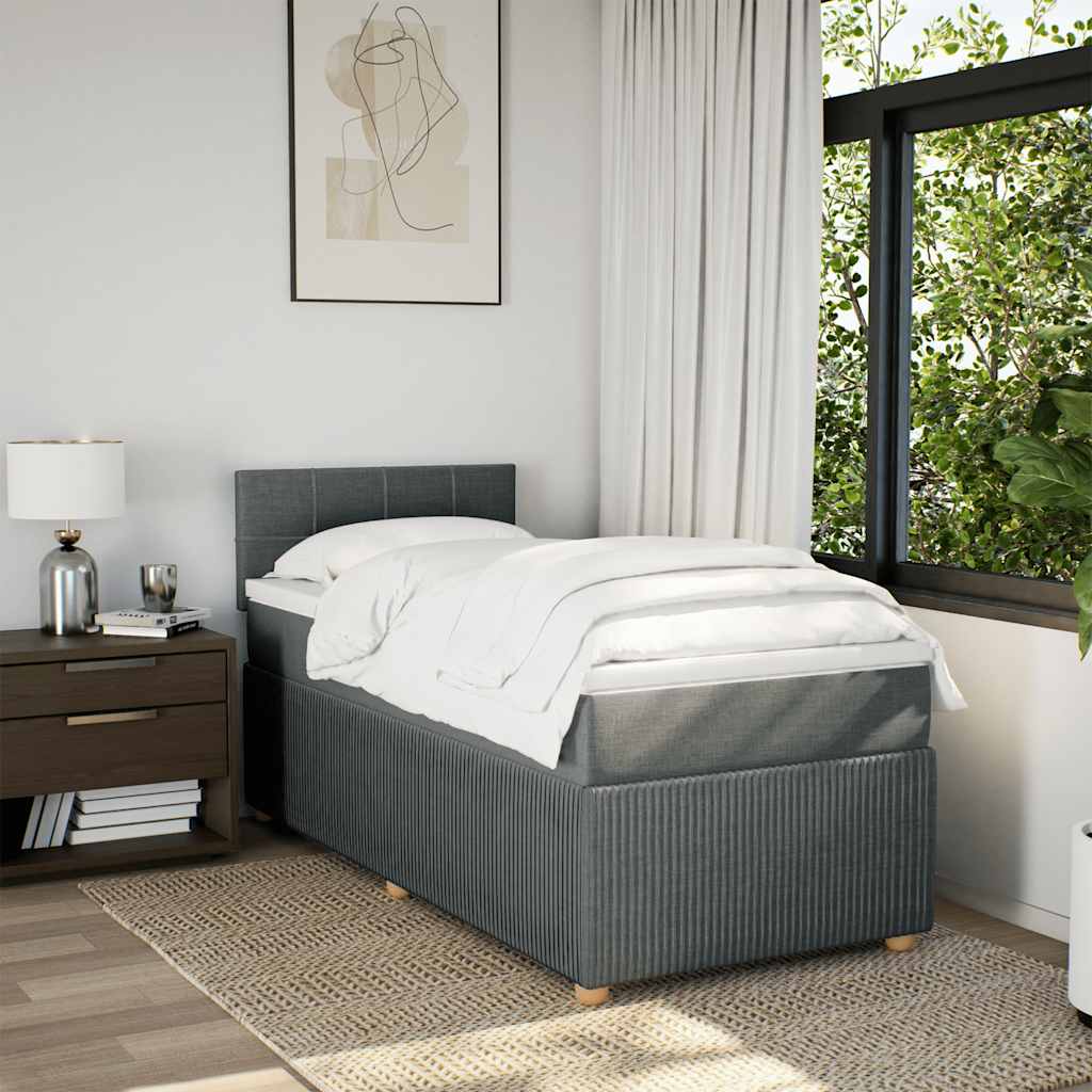 vidaXL Boxspring met matras stof donkergrijs 90x190 cm afbeelding