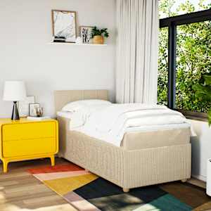 Box spring postel s matrací krémová 90x190 cm textil - obrázek 3