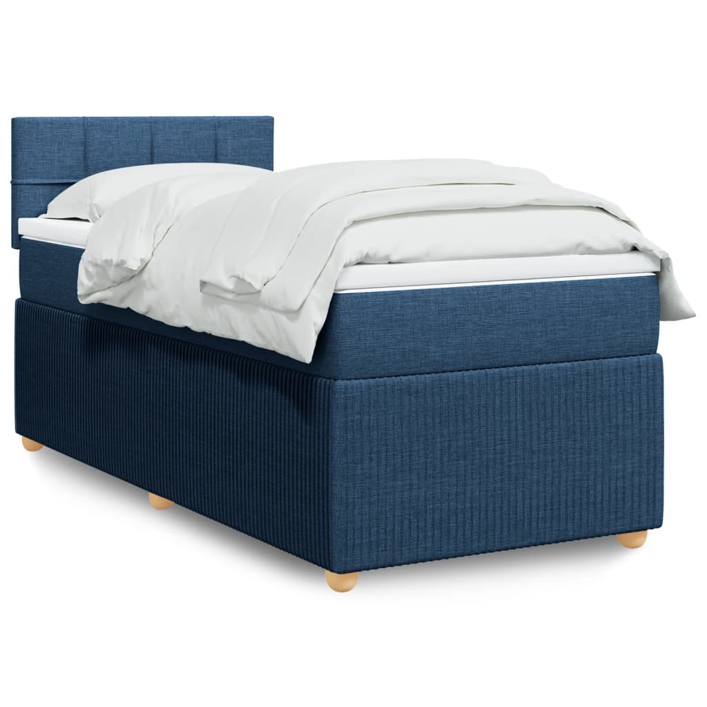 Boxspringbett mit Matratze Blau 90×190 cm Stoff