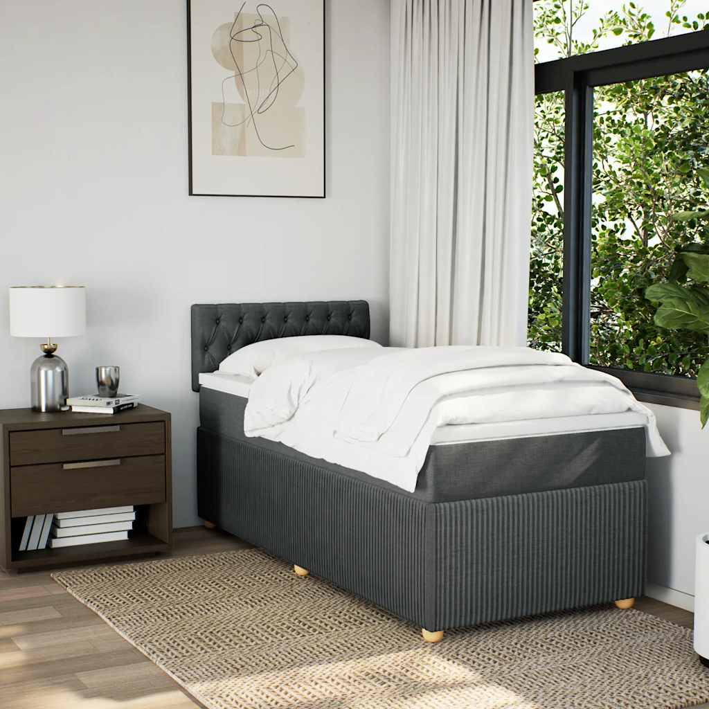 Thumbnail - vidaXL Boxspringbett mit Matratze Dunkelgrau 90x190 cm Stoff