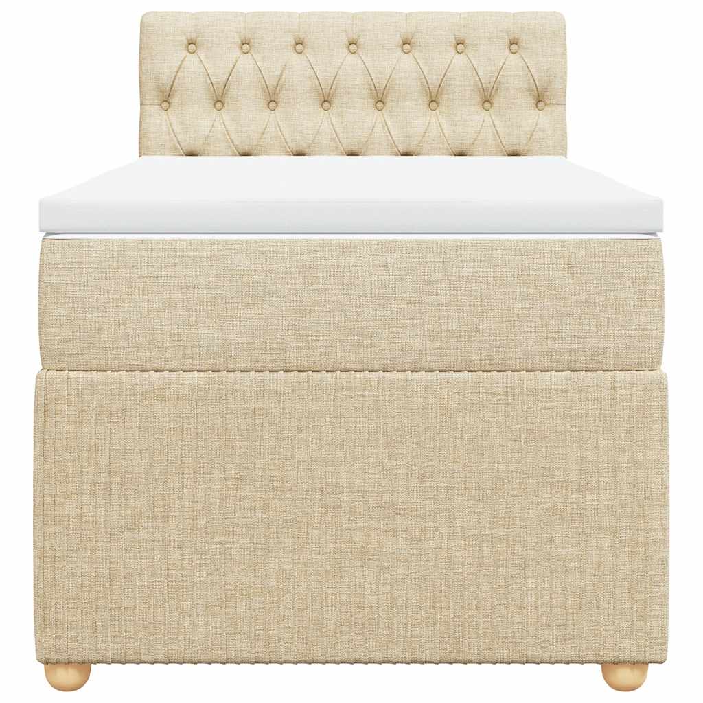 vidaXL Boxspring met matras stof crèmekleurig 90x190 cm, foto 4