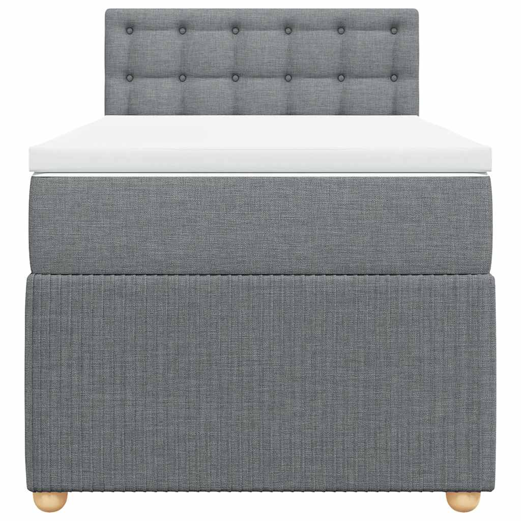 vidaXL Boxspring met matras stof lichtgrijs 90x190 cm grijs, foto 4
