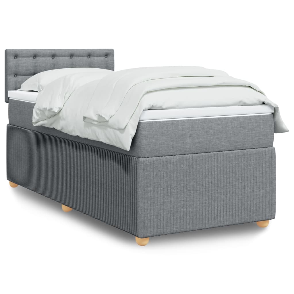 Boxspringbett mit Matratze Hellgrau 90×190 cm Stoff