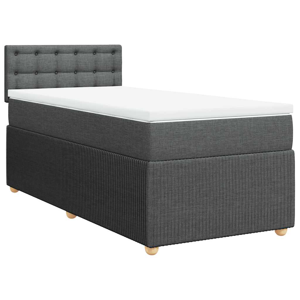 vidaXL Pat box spring cu saltea, gri închis, 90x190 cm, textil