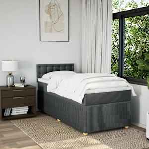Box spring postel s matrací tmavě šedá 90x190 cm textil - obrázek 3