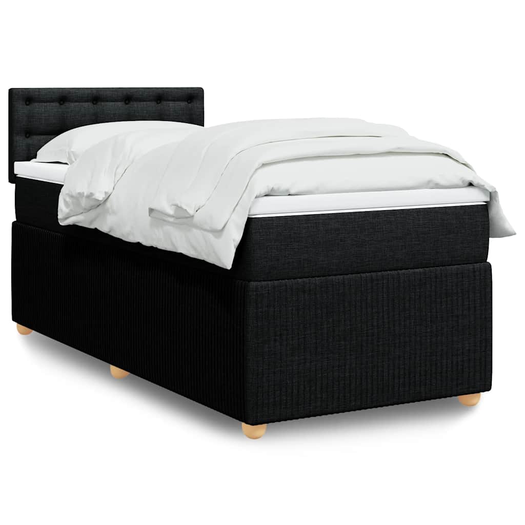 Kontinentalseng med madras og topmadras 90x190 cm - stof, sort