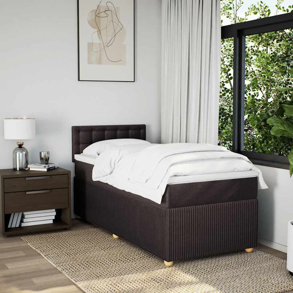 vidaXL Boxspring met matras stof donkerbruin 90x190 cm bruin, foto 2