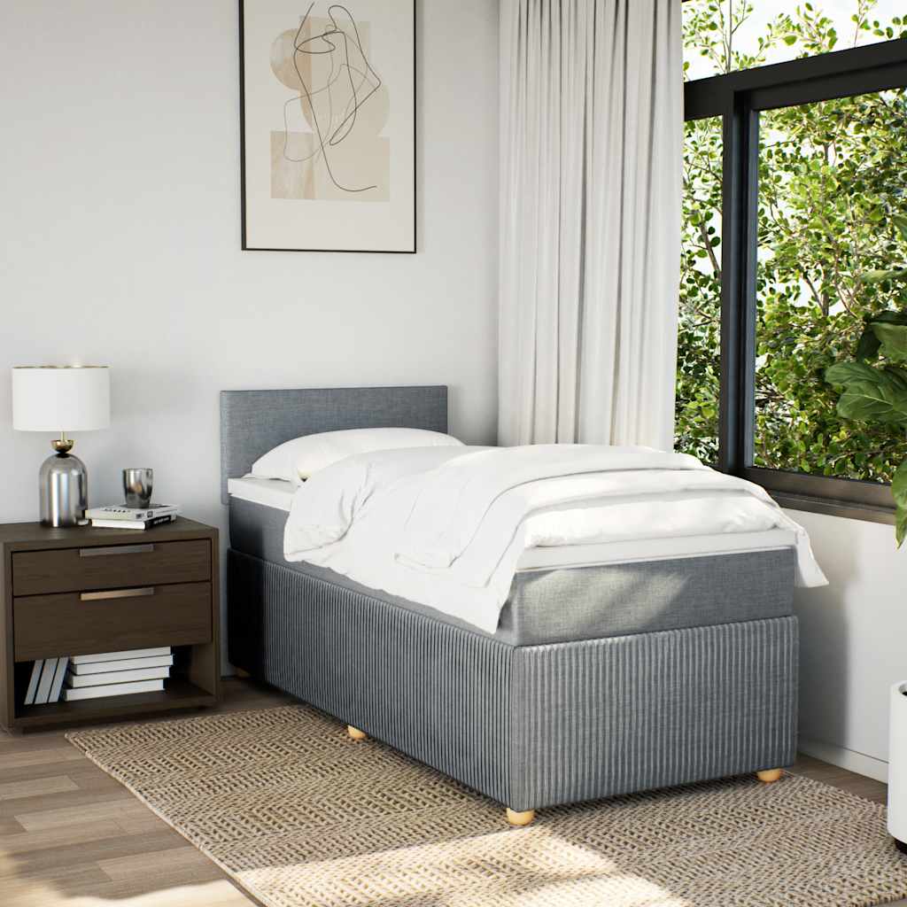 vidaXL Boxspring met matras stof lichtgrijs 90x200 cm afbeelding