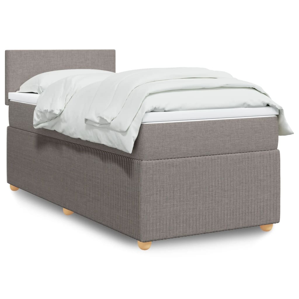 vidaXL Boxspringbett mit Matratze Taupe 90x200 cm Stoff