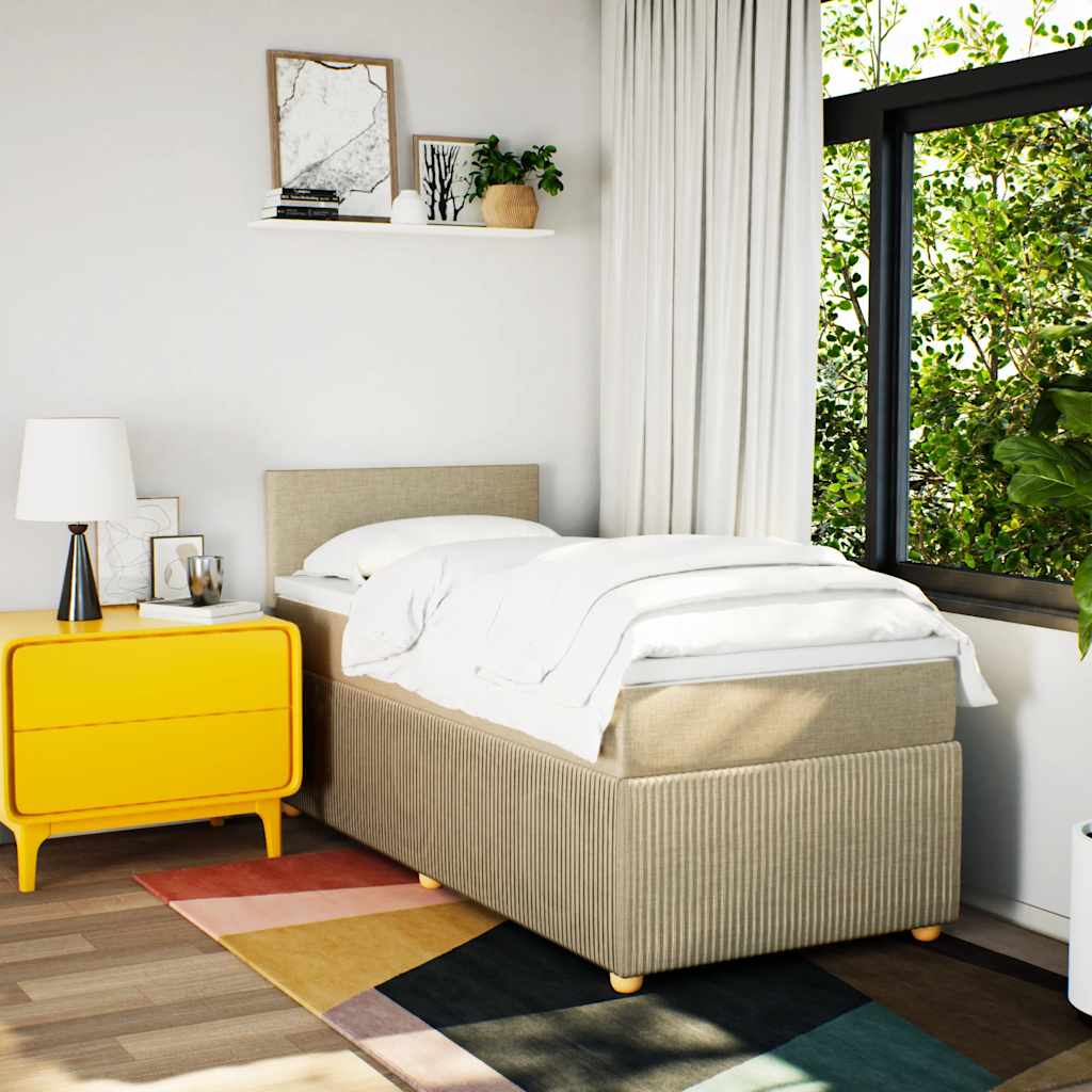 vidaXL Boxspring met matras stof crèmekleurig 90x200 cm, foto 2