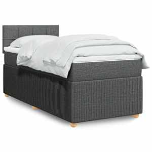 Box spring postelja z vzmetnico temno siva 90x200 cm blago