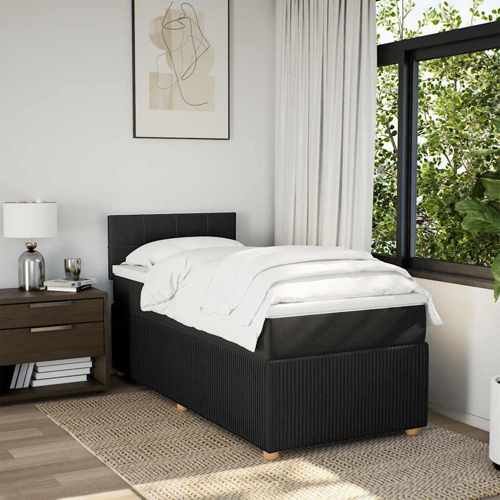 vidaXL Boxspring met matras stof zwart 90x200 cm afbeelding