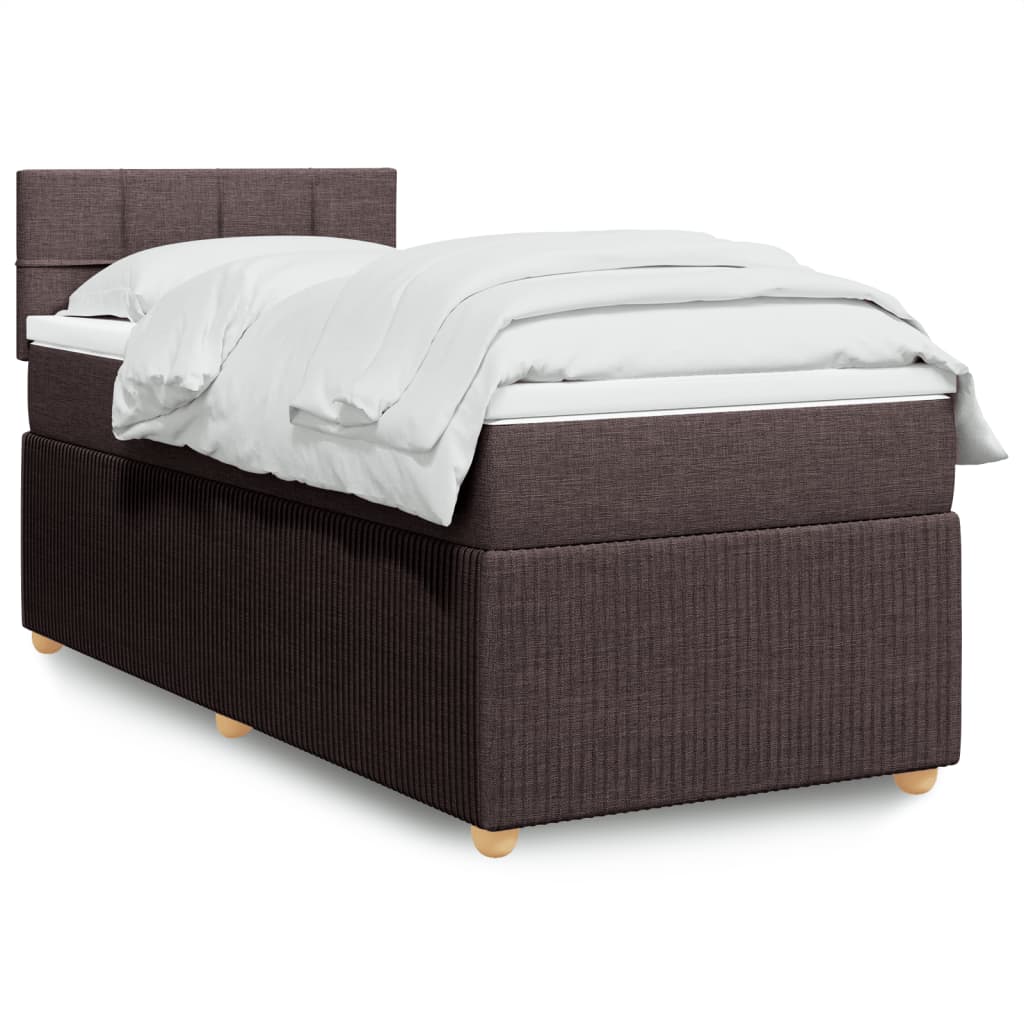 Boxspringbett mit Matratze Dunkelbraun 90×200 cm Stoff