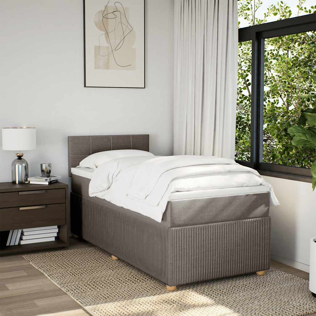 vidaXL Boxspring met matras stof taupe 90x200 cm afbeelding