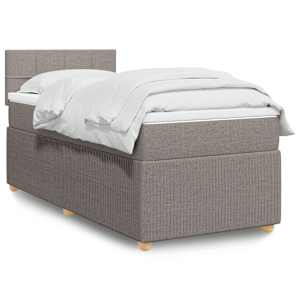 Box spring postelja z vzmetnico taupe 90x200 cm blago
