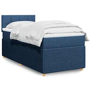 Box spring postelja z vzmetnico modra 90x200 cm blago