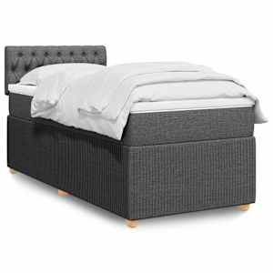 Box spring postelja z vzmetnico temno siva 90x200 cm blago
