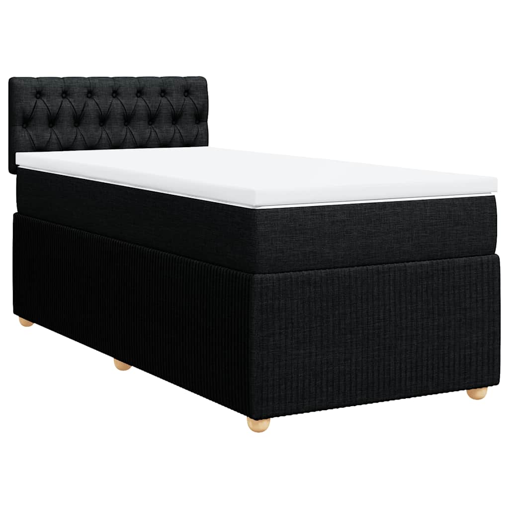 vidaXL Pat box spring cu saltea, negru, 90x200 cm, textil