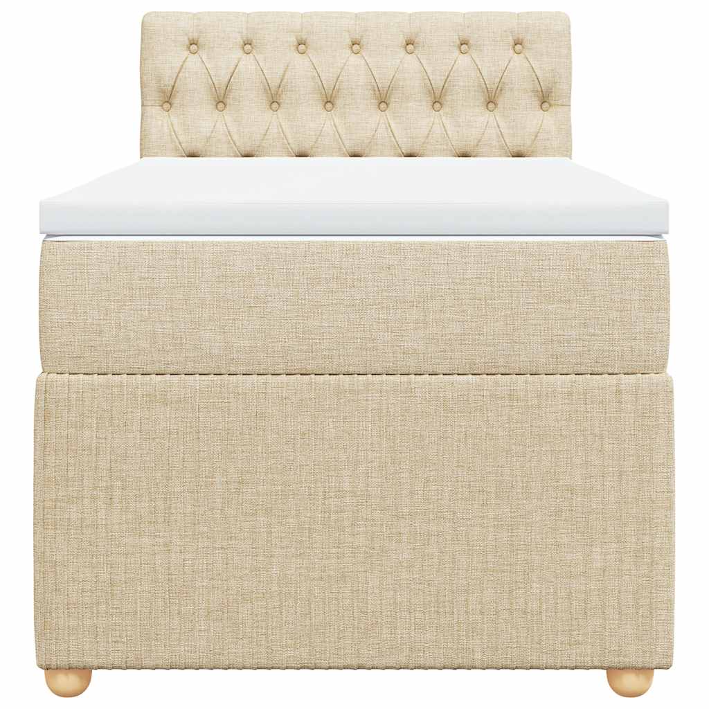 vidaXL Boxspring met matras stof crèmekleurig 90x200 cm, foto 4