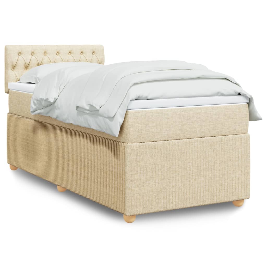 Boxspringbett mit Matratze Creme 90×200 cm Stoff