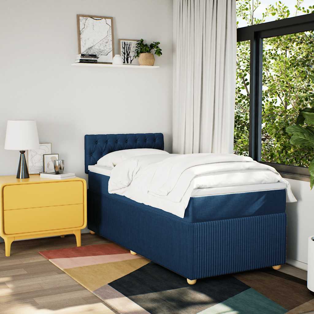 Thumbnail - vidaXL Boxspringbett mit Matratze Blau 90x200 cm Stoff