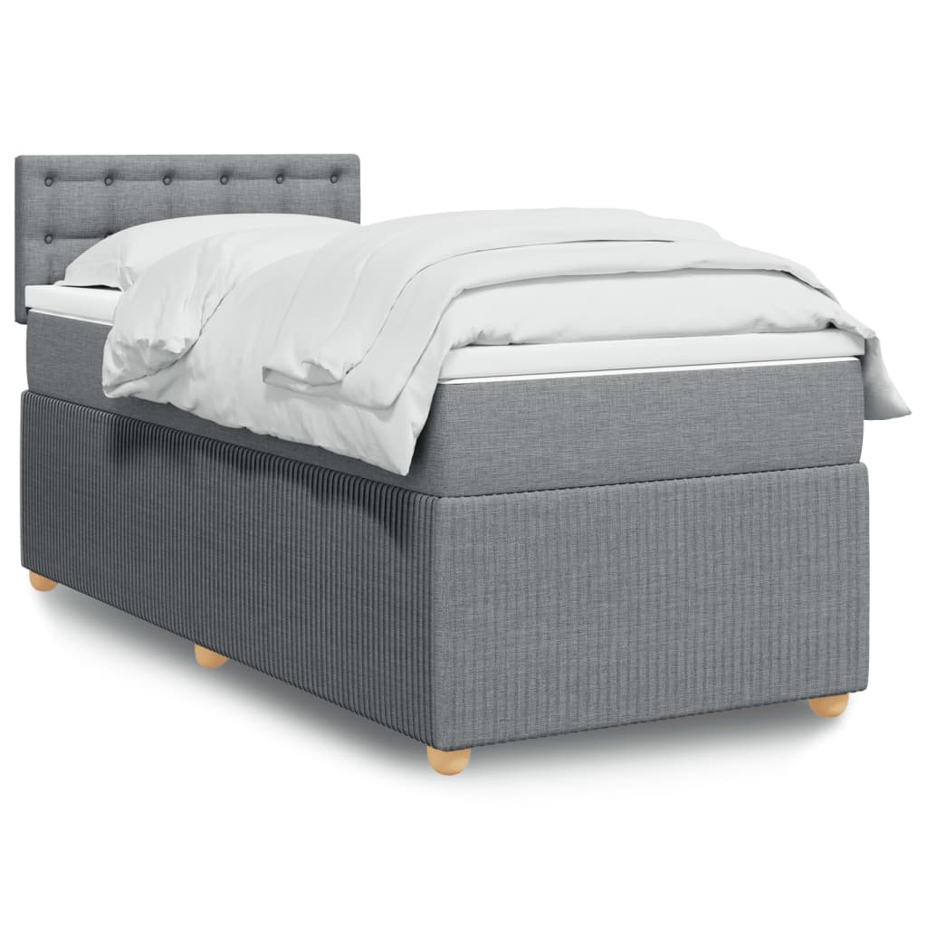 Boxspringbett mit Matratze Hellgrau 90×200 cm Stoff