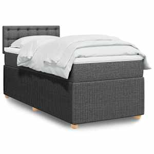 Box spring postelja z vzmetnico temno siva 90x200 cm blago