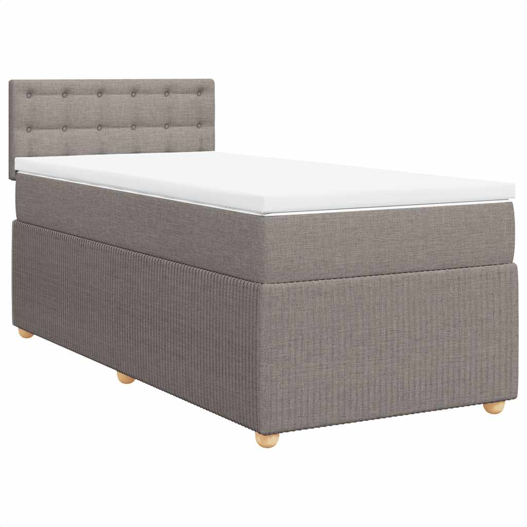 vidaXL Boxspring met matras stof taupe 90x200 cm, foto 3