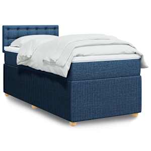 Box spring postelja z vzmetnico modra 90x200 cm blago