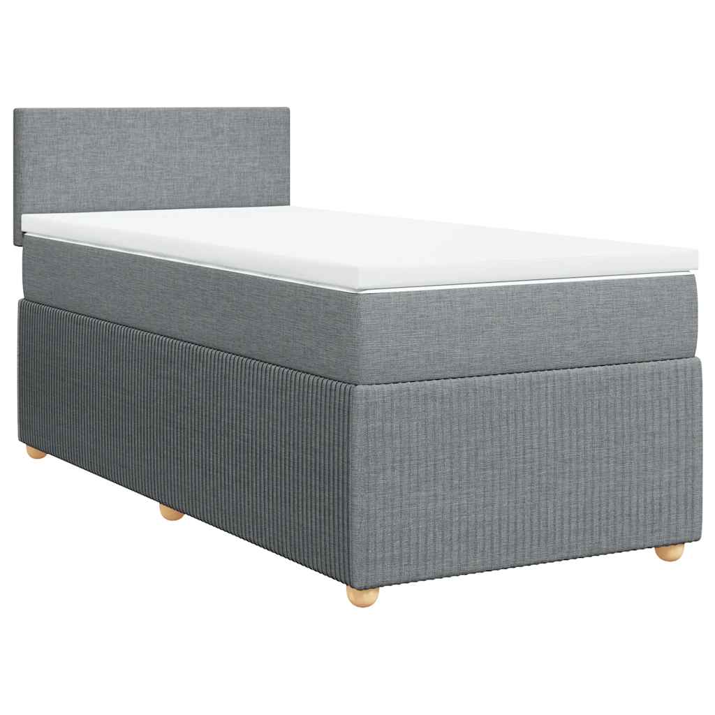 vidaXL Pat box spring cu saltea, gri deschis, 100x200 cm, textil