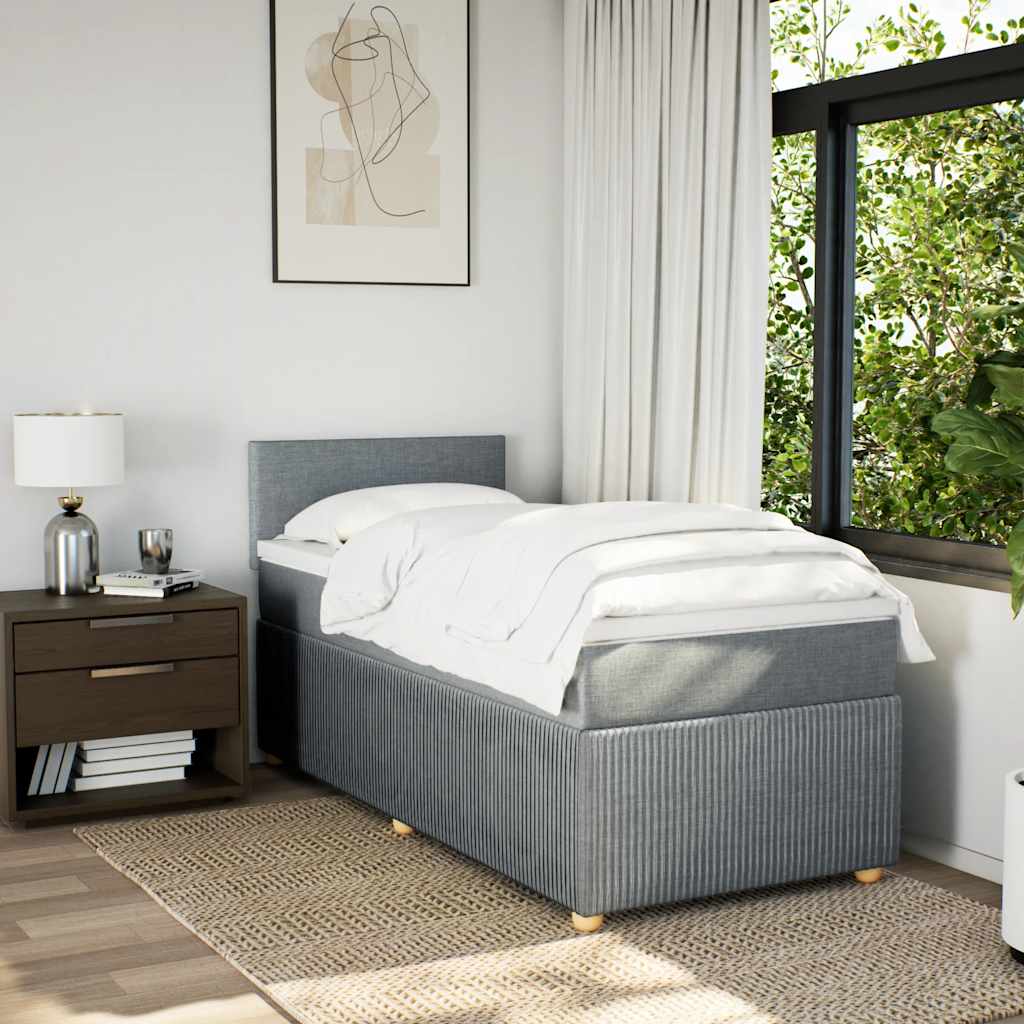 vidaXL Boxspring met matras stof lichtgrijs 100x200 cm afbeelding