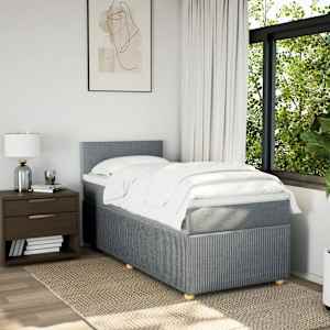 Box spring postel s matrací světle šedý 100 x 200 cm textil - obrázek 3