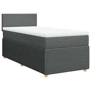 Box spring postel s matrací tmavě šedá 100 x 200 cm textil - obrázek 2