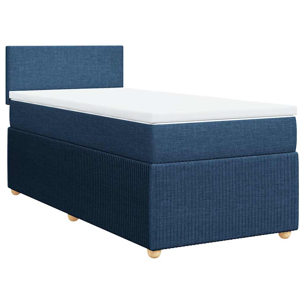 vidaXL Pat box spring cu saltea, albastru, 100x200 cm, textil