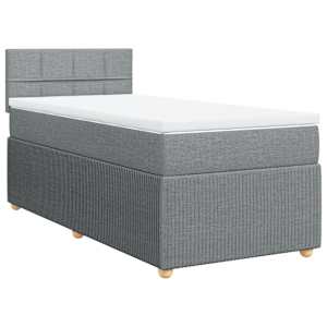Box spring postel s matrací světle šedý 100 x 200 cm textil - obrázek 2