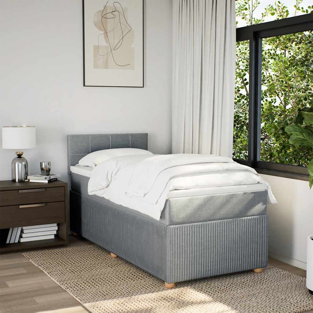 vidaXL Boxspring met matras stof lichtgrijs 100x200 cm afbeelding