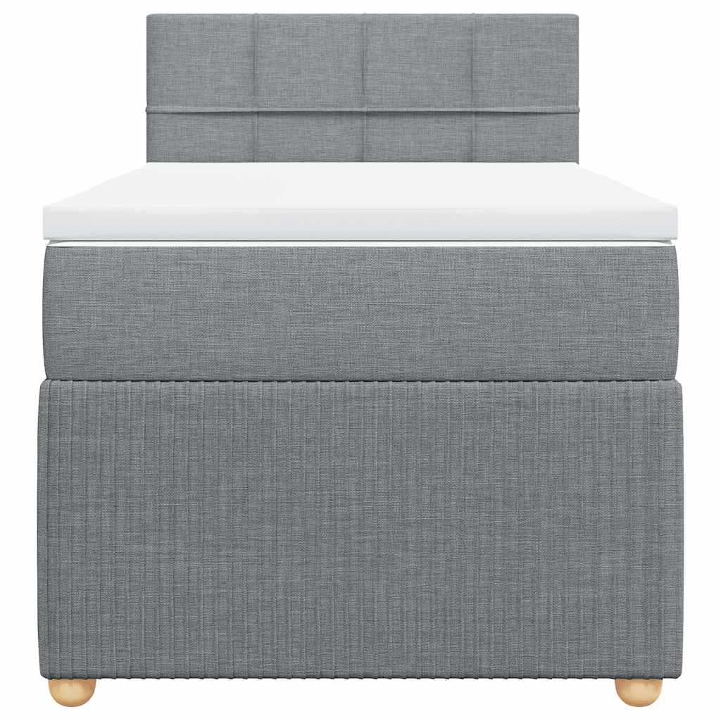 vidaXL Boxspring met matras stof lichtgrijs 100x200 cm grijs, foto 4