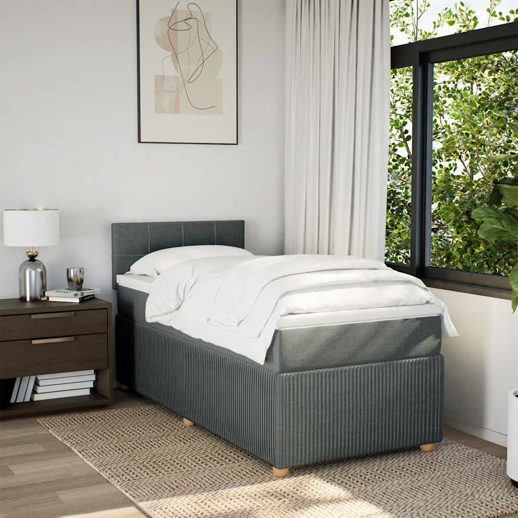 vidaXL Boxspring met matras stof donkergrijs 100x200 cm afbeelding