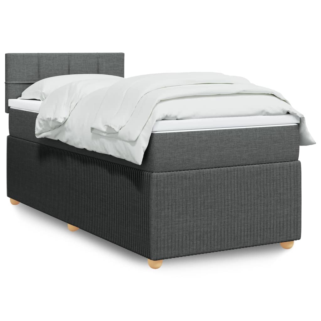 vidaXL Boxspringbett mit Matratze Dunkelgrau 100x200 cm Stoff