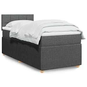 Box spring postelja z vzmetnico temno siva 100x200 cm blago