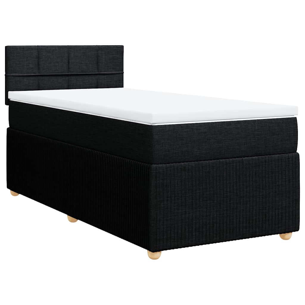 vidaXL Pat box spring cu saltea, negru, 100x200 cm, textil