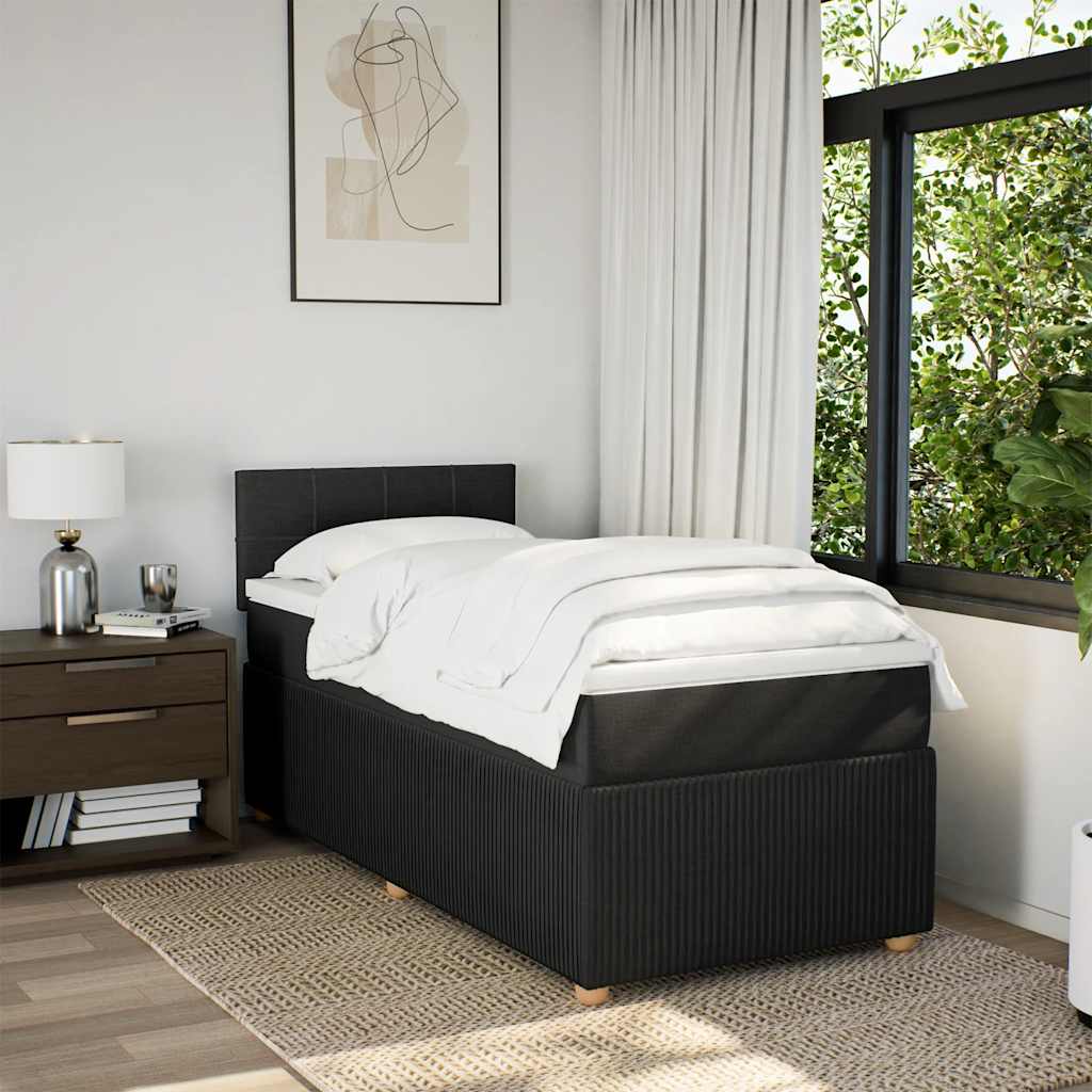 vidaXL Boxspring met matras stof zwart 100x200 cm, foto 2