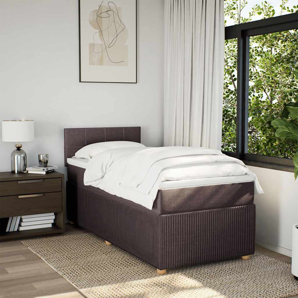 vidaXL Boxspring met matras stof donkerbruin 100x200 cm afbeelding