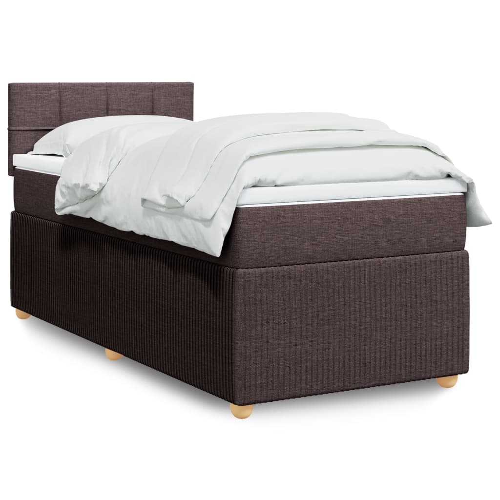 Boxspringbett mit Matratze Dunkelbraun 100×200 cm Stoff