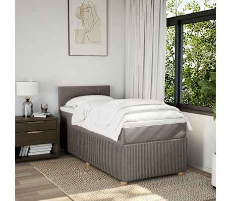 vidaXL Boxspringbett mit Matratze Taupe 100x200 cm Stoff