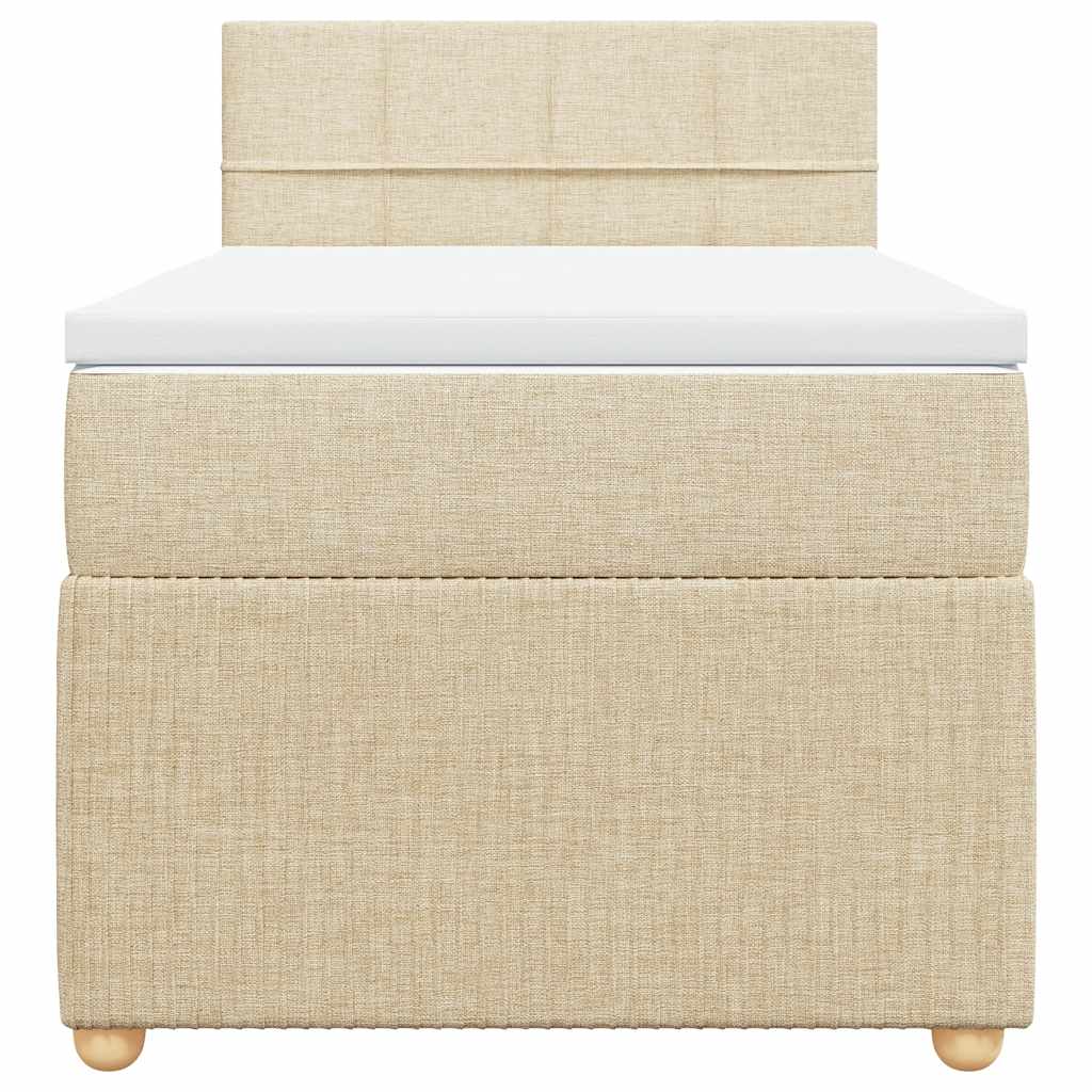 vidaXL Boxspring met matras stof crèmekleurig 100x200 cm, foto 4