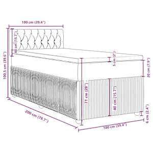 Box spring postelja z vzmetnico svetlo siv 100x200 cm blago - slika 13